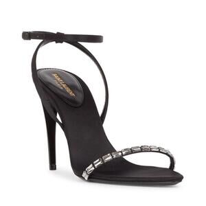 Saint Laurent Gloria sandals in crepe satin with Rhinestones size‎ 37EU